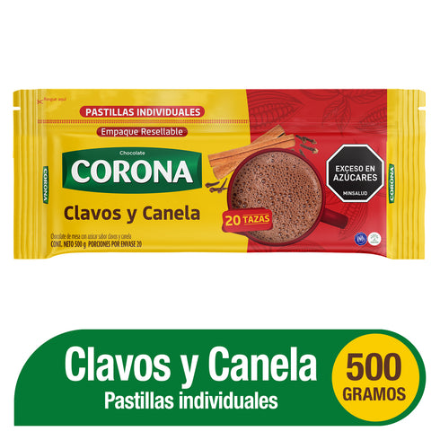 CHOCOLATE CORONA 450G CLAVOS/CANELA
